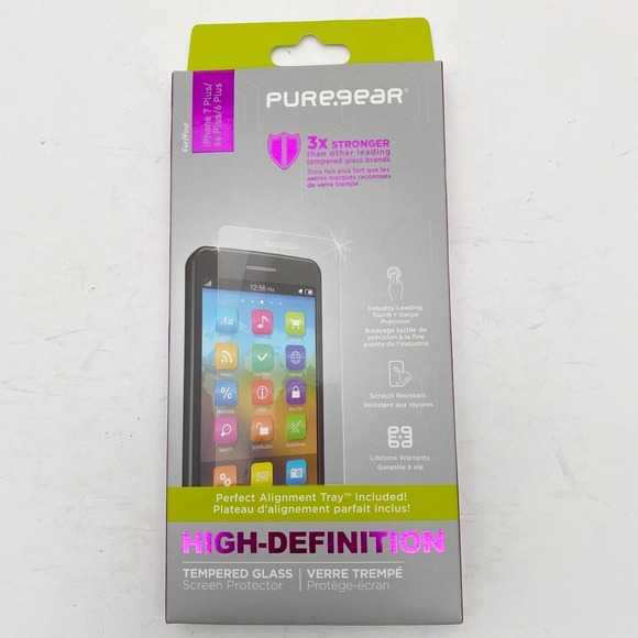 Pure Gear Hi Def Tempered Glass Screen Protector  iPhone 7 Plus 6s Plus 6 Plus - Picture 1 of 3